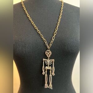 Gold-Tone Crystal Skeleton Pendant Necklace